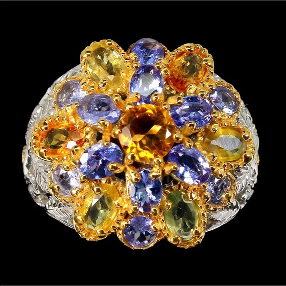 Atlanta Gem & Mineral Show Jewelry - Exquisite Genuine Imperial Topaz , Citrine & Tanzanite Ring